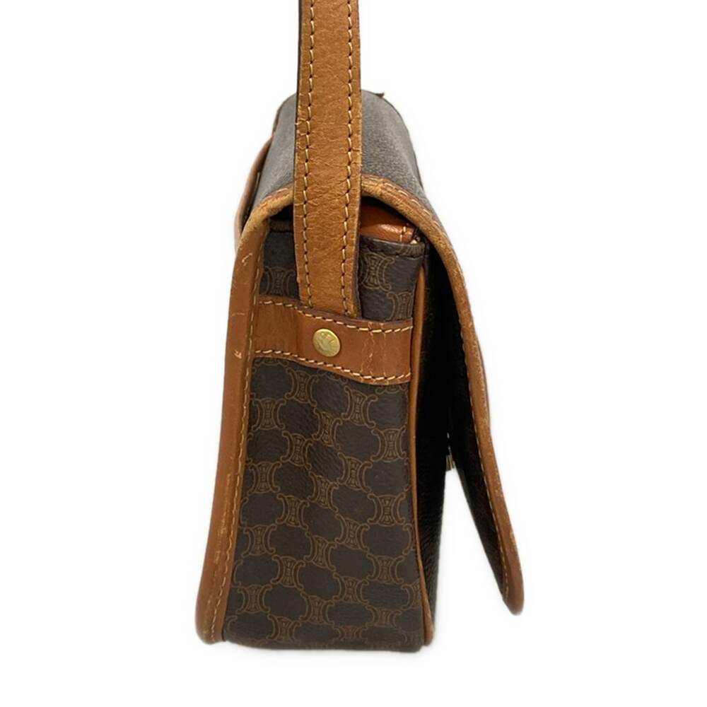 Celine Macadam Shoulder Bag Dark Brown PVC Leather - Picture 2 of 12